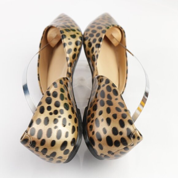Talbots Womens D'Orsay Flat Size 9 Tan Brown Patent Leopard Slip On Pointed Shoe - Picture 6 of 12